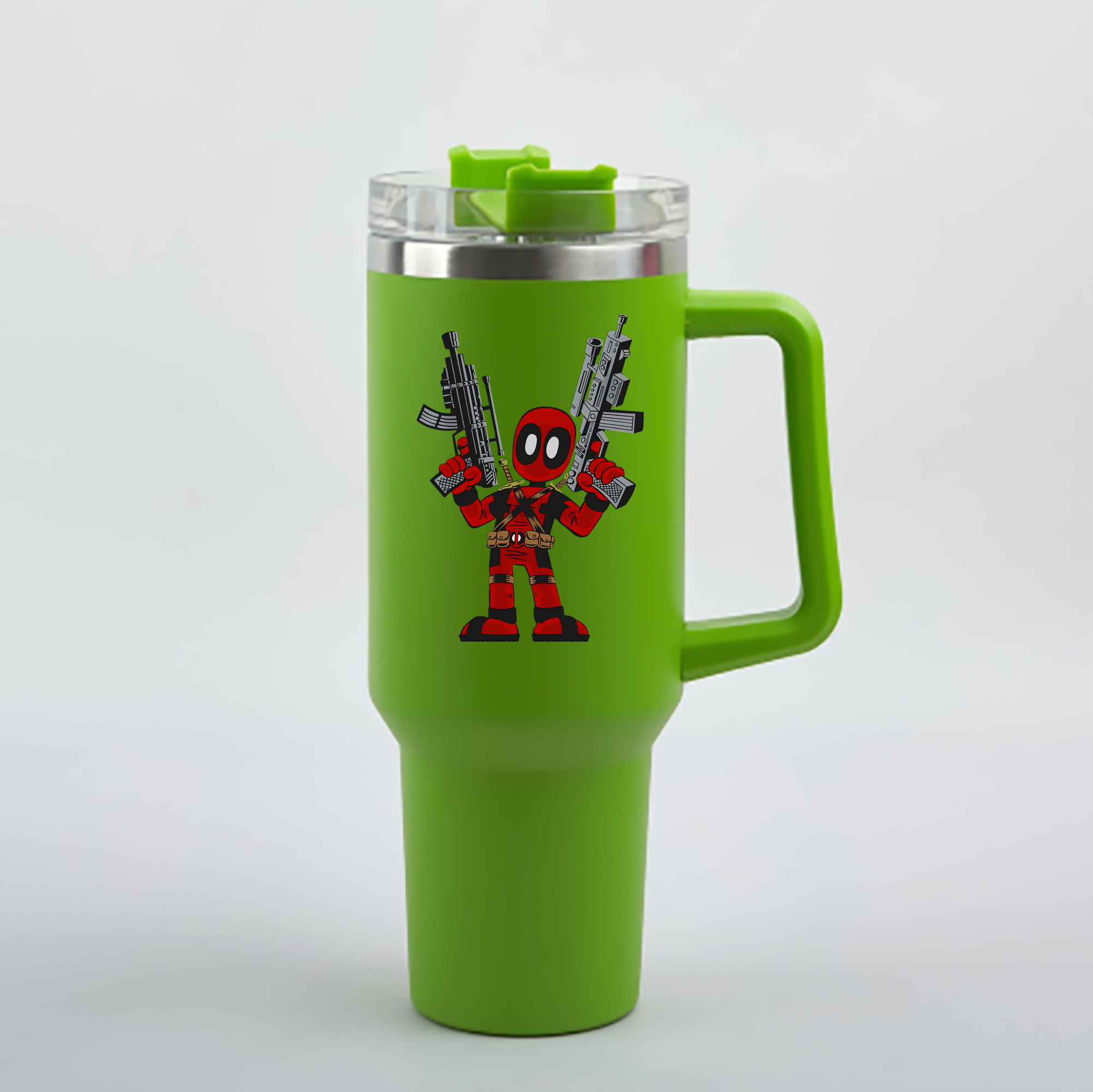 （画像用） Deadpool デッドプール 1200mL車用タンブラー - クリスタルステッカー（プラスチックストロー付き）